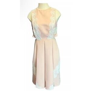 English Factory Women's Sleeveless Lace-Trimmed cut out sides Dress With Pleated